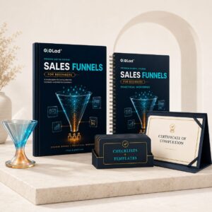 GigLad Sales Funnels for Beginners course bundle: ebook, workbook, templates and certificate